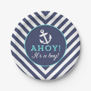 Navy Nautical Zickzack Baby Shooting Paper Teller