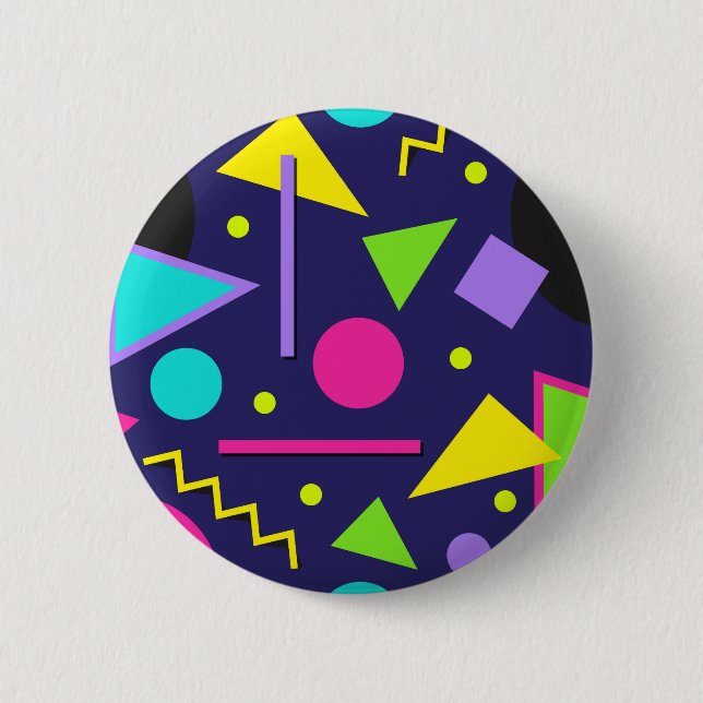 Navy Neon Abstrakt Button (Vorderseite)