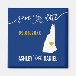 Navy New Hampshire Wedding Save the Date Map Magnet