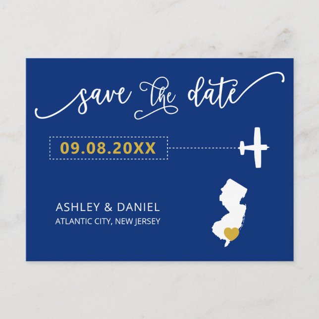 Navy New Jersey Wedding Speichern Sie die Datumska Postkarte (Vorderseite)