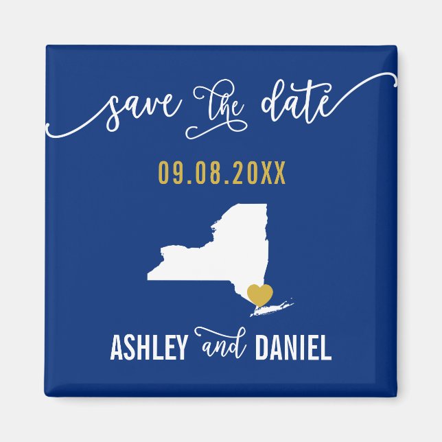 Navy New York Hochzeit Speichern Sie die Datumskar Magnet (Vorne)