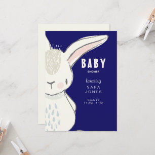Navy Niedlich Watercolor Bunny Baby Dusche Einladung