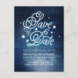 Navy Night Stars Rustikal Save the Date Ankündigungspostkarte