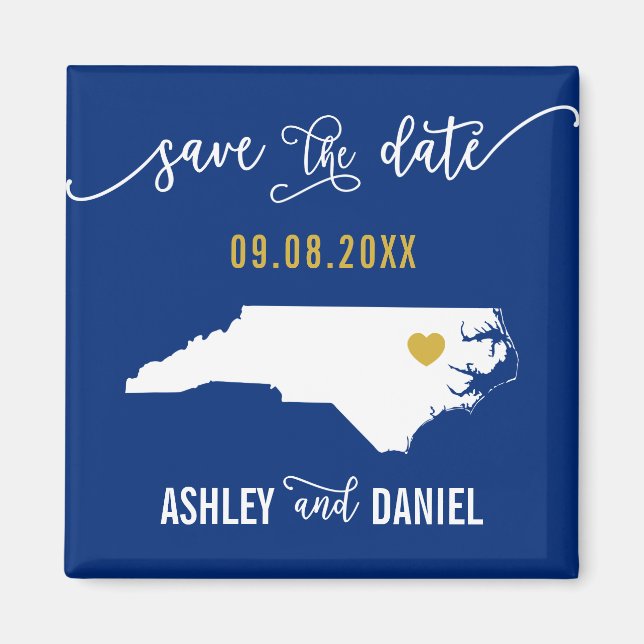 Navy North Carolina Hochzeit Speichern Sie die Dat Magnet (Vorne)