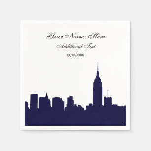 Navy NYC Skyline Silhouette, ESB Serviette