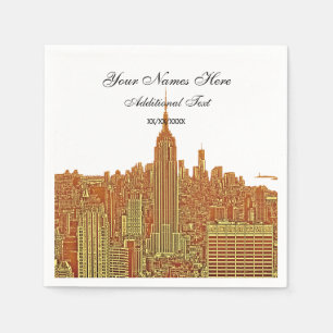 Navy NYC Skyline Silhouette, ESB Serviette