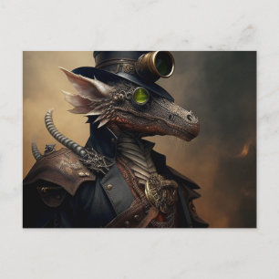 Navy Officer Steampunk Dragon Postkarte