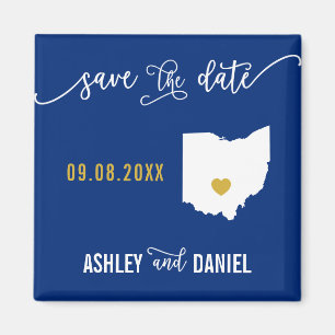 Navy Ohio Hochzeit Speichern Sie die Datumskarte Magnet