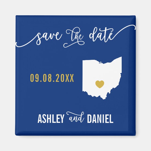 Navy Ohio Hochzeit Speichern Sie die Datumskarte Magnet (Vorne)
