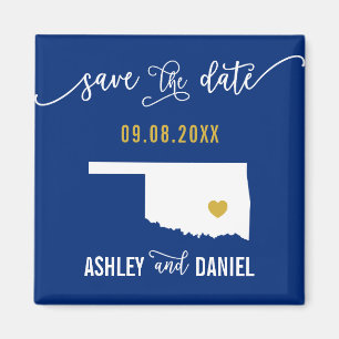 Navy Oklahoma Hochzeit Speichern Sie die Datumskar Magnet