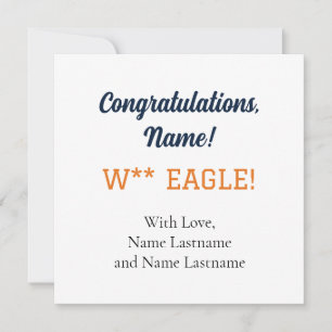 NAVY, ORANGE Auburn, Alabama Personalisierte Gesch Karte