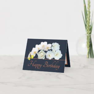 Navy Orange Bouquet Weiße Blume glücklich Geburtst Karte