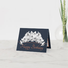 Navy Orange Bouquet White Daffodils Happy Birthday Karte