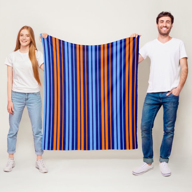 Navy Orange Cyan Vertikale Streifen Design   Fleecedecke (Beispiel)