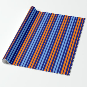 Navy Orange Cyan Vertikale Streifen Design Geschenkpapier
