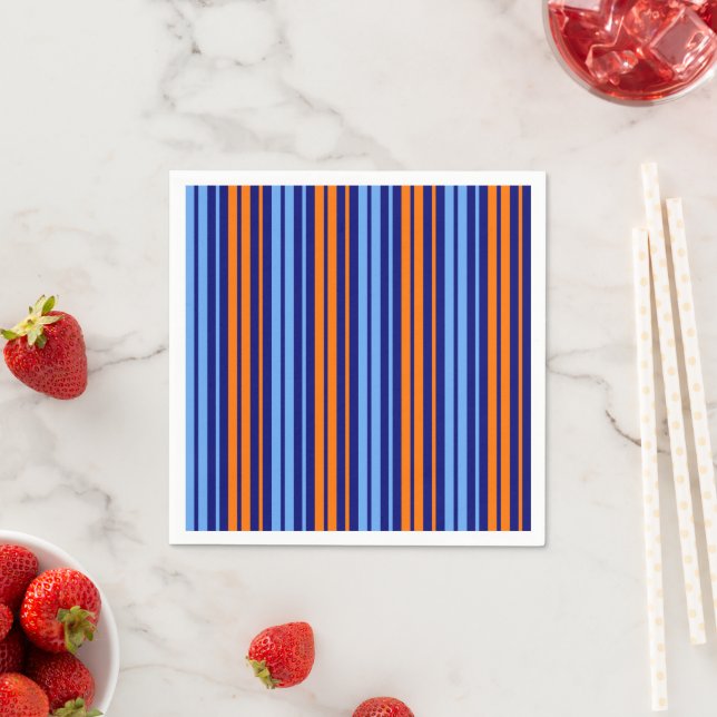 Navy Orange Cyan Vertikale Streifen Design   Serviette (Beispiel)
