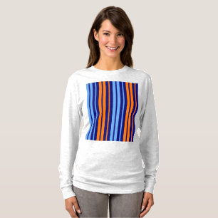 Navy Orange Cyan Vertikale Streifen Design T-Shirt