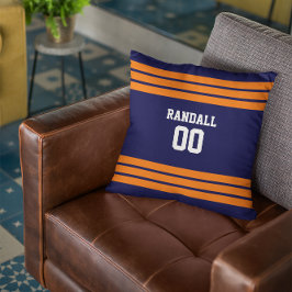Navy & Orange Football Personalisiert Kissen