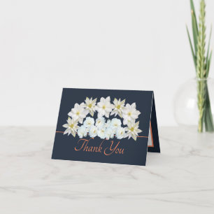 Navy Orange Hübsch White Blume Bouquet Vielen Dank Karte