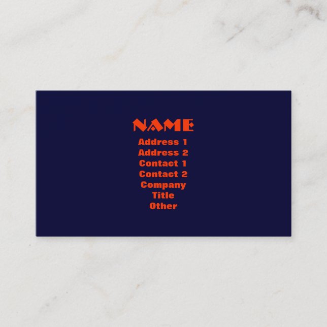Navy & Orange Modern Monogram Business Card Visitenkarte (Vorderseite)