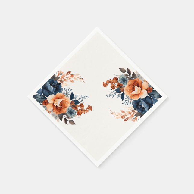 Navy Orange Watercolor Serviette (Ecke)
