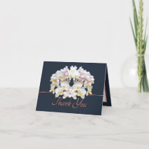 Navy Orange White Orchids Chic Bouquet Vielen Dank