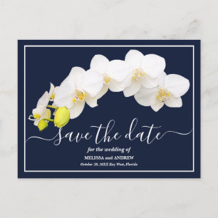 Navy-Orchids-Hintergrund Save the Date Postkarte