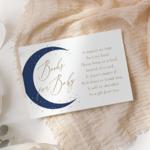 Navy Over Moon Baby Shower Books for Baby Begleitkarte