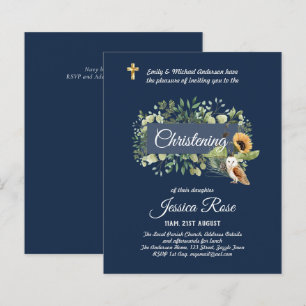 Navy Owl Sonnenblumen Christening lädt zum Taufen