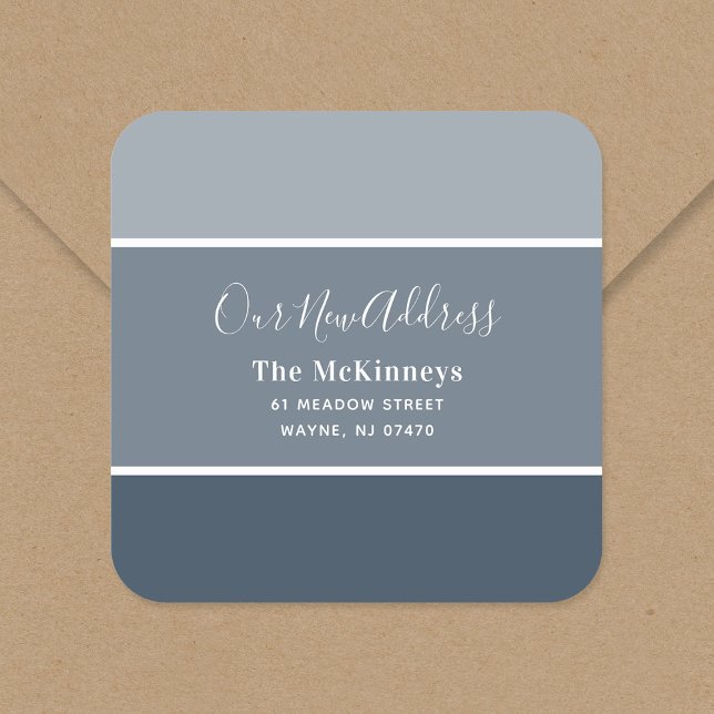 Navy Paint Swatch Neue Adresse Quadratischer Aufkleber (Von Creator hochgeladen)