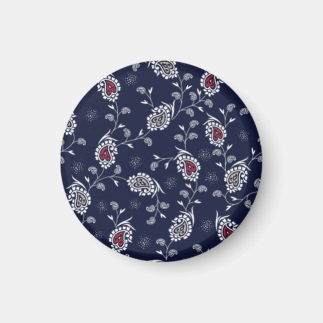 Navy Paisley: Elegantes Musterdesign. Magnet (Vorne)
