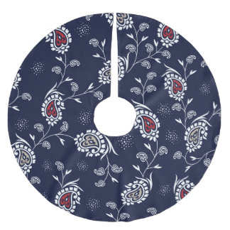 Navy Paisley: Elegantes Musterdesign. Polyester Weihnachtsbaumdecke