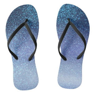 Navy Pastel Blue Triple Glitzer Ombre Gradient Flip Flops