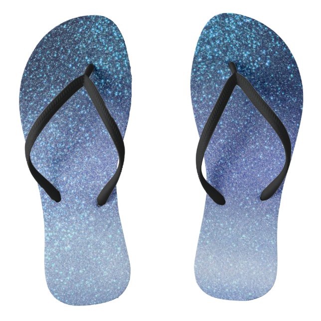 Navy Pastel Blue Triple Glitzer Ombre Gradient Flip Flops (Fußbett)