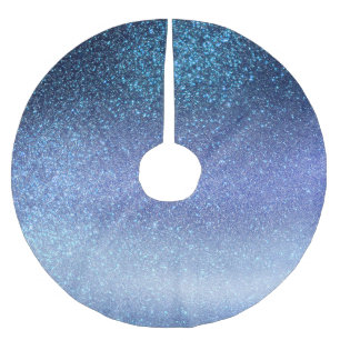 Navy Pastel Blue Triple Glitzer Ombre Gradient Polyester Weihnachtsbaumdecke