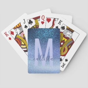 Navy Pastel Blue Triple Glitzer Ombre Gradient Spielkarten