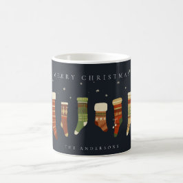 NAVY PASTEL RED GREEN STAR CHIRSTMAS STRUMPF KAFFEETASSE