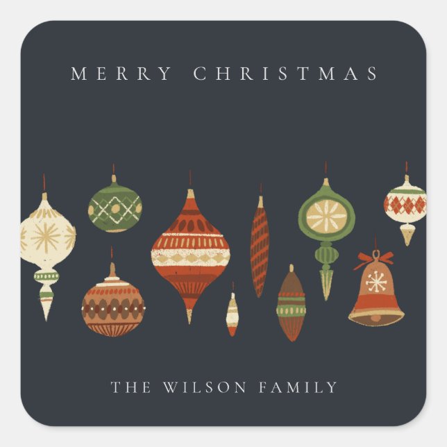 NAVY PASTEL RED GREEN STAR SESSEL ORNAMENTS QUADRATISCHER AUFKLEBER (Vorderseite)