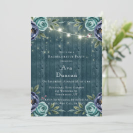 Navy Peonics und Türkis Rose Junggeselinnen-Abschi Einladung