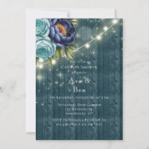 Navy Peonies and Turquoise Rose Couples Dusche