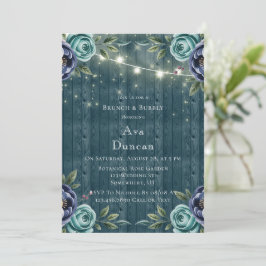 Navy Peonies & Turquoise Rose Brunch & Bubbly Einladung