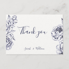 Navy Peony Simple Danke Card