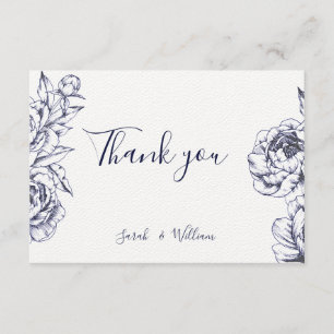 Navy Peony Simple Danke Card