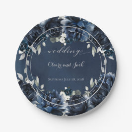 Navy Peony Wedding 7 Inch Luncheon Pappteller