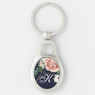 Navy, personalisiert Key Chain Geometric Garden Ro Schlüsselanhänger