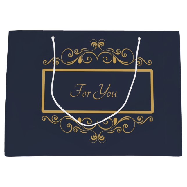Navy Personalisiert Large Gift Bag Große Geschenktüte (Vorderseite)