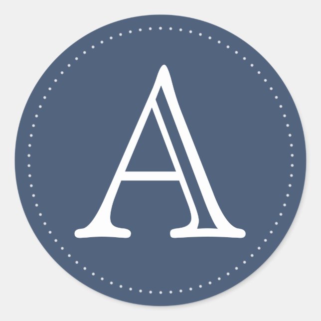 Navy Personalisiert Monogram Round Stickers (Vorderseite)