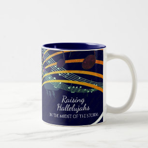 Navy Personalisiert RAISE HALLELUJAH Christlich Zweifarbige Tasse