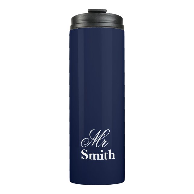 Navy Personlized Text Smith Name White Thermosbecher (Vorderseite)