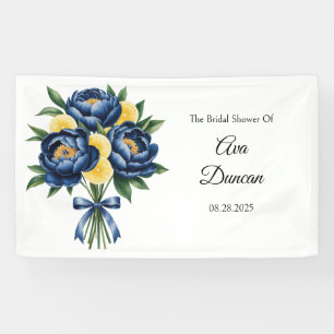 Navy-Pfingstrose-Zitrus-Aquarell-Blumen-Brautparty Banner